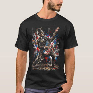 Camiseta Abraham Lincoln Abe Lincoln Tocando Bandeira Ameri