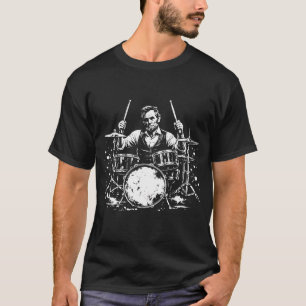 Camiseta Abraham Lincoln Abe Lincoln Tocando Bateria Bateri