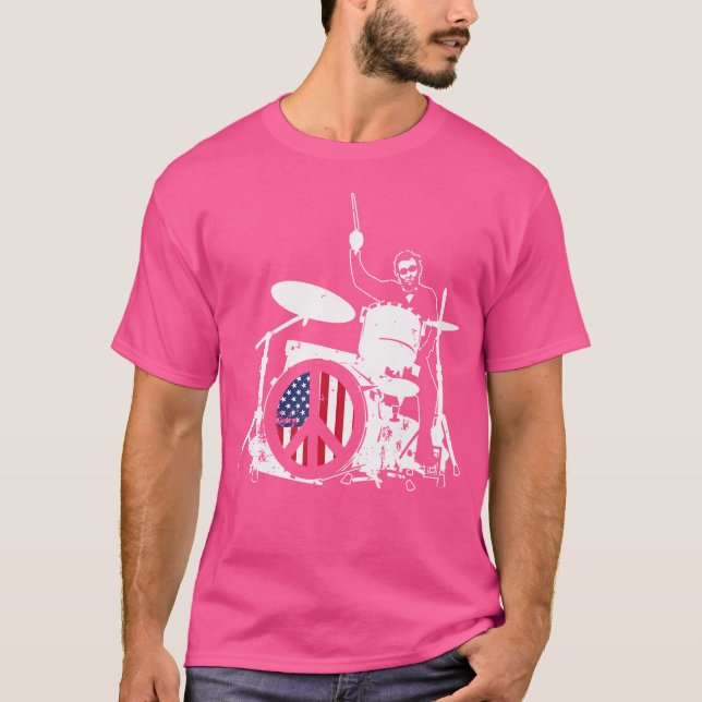 Camiseta Abraham Lincoln American Flag Drummer (Frente)