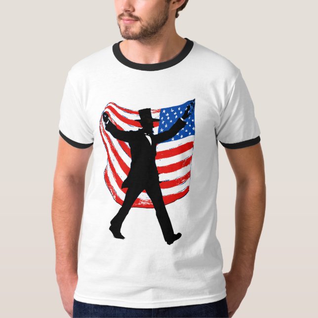 Camiseta Abraham Lincoln com a bandeira americana Patriótic (Frente)