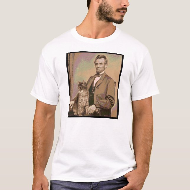 Camiseta Abraham Lincoln e seu gato "Dixie " (Frente)