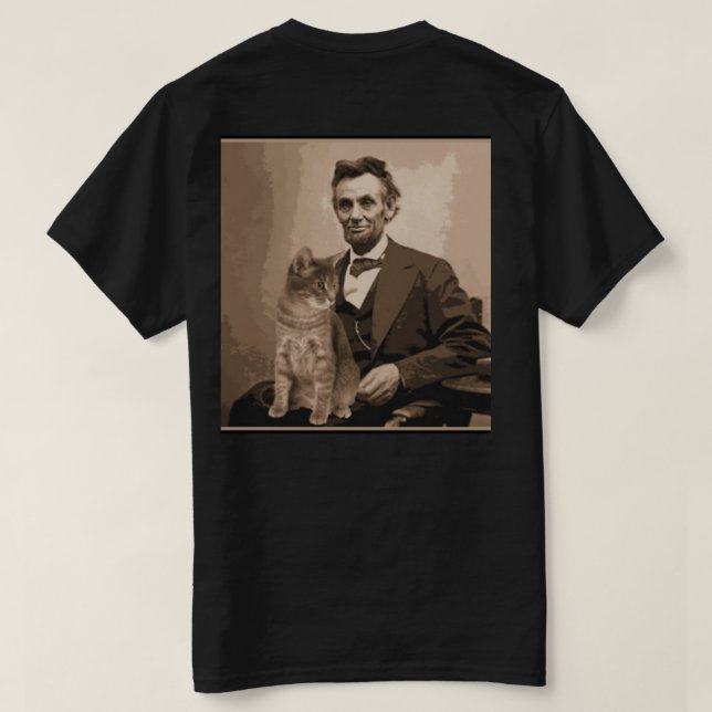 Camiseta Abraham Lincoln e seu gato "Dixie". (Verso do Design)