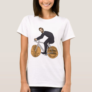 Camiseta Abraham Lincoln em uma bicicleta com rodas da