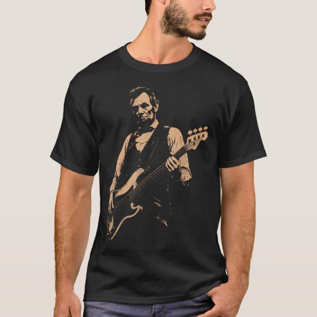 Camiseta Abraham Lincoln Engraçado Tocando Baixo Abe (Frente)