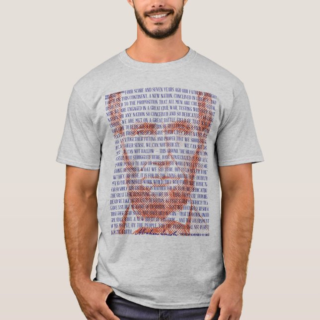 Camiseta Abraham Lincoln & Gettysburg Endereço em Vermelho  (Frente)