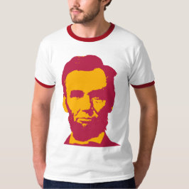 Camiseta Abraham Lincoln na Pop Art Laranja e Vermelho