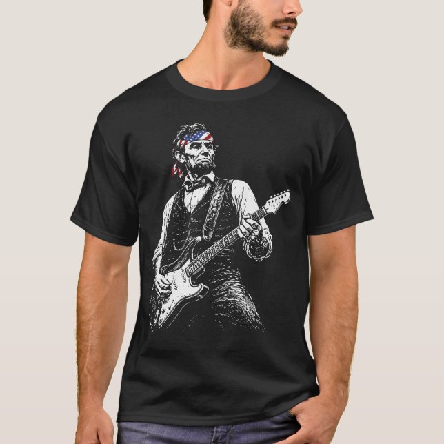 Camiseta Abraham Lincoln Tocando Guitarra (Frente)