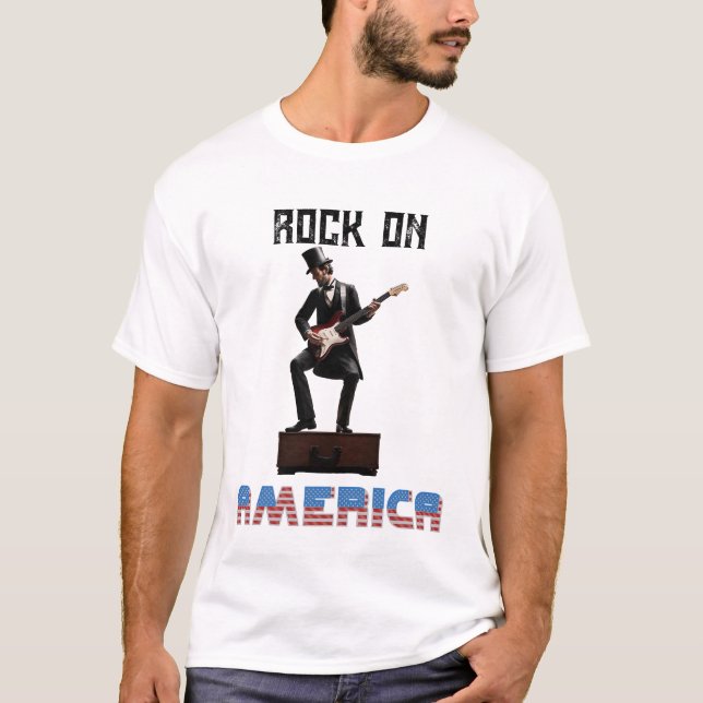 Camiseta Abraham Lincoln Tocando Violão (Frente)