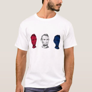 Camiseta Abraham Lincoln vermelho, branco, e azul