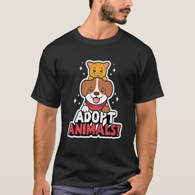 Camiseta Abrigo de Animais de Adoção de Gatos e Cães (Frente)