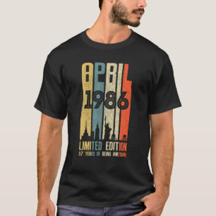 Camiseta Abril 1986 37 Aniversário 37 Anos 1986 Aniversário