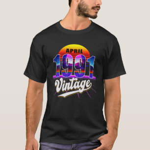 Camiseta Abril De 1991 aniversário de 30 anos Retro Vaporwa