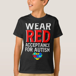 Camiseta Abril de Conscientização do Autismo Use Vermelho A