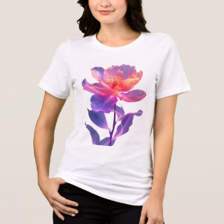 Camiseta Abril Floral Neon Abstrato Renovação da Primavera 