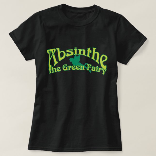 Camiseta Absinho Texto Fada Verde (Frente do Design)
