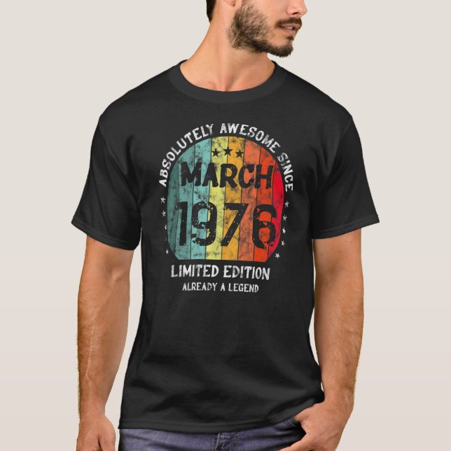 Camiseta Absolutamente Incrível Desde Março De 1976, Homem- (Frente)