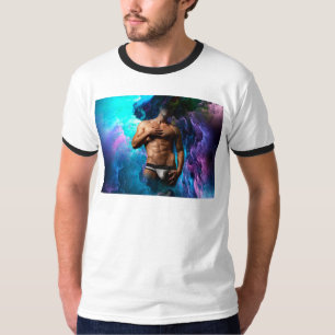 Camiseta Abst azul púrpura do Homem de SlipperyJoe