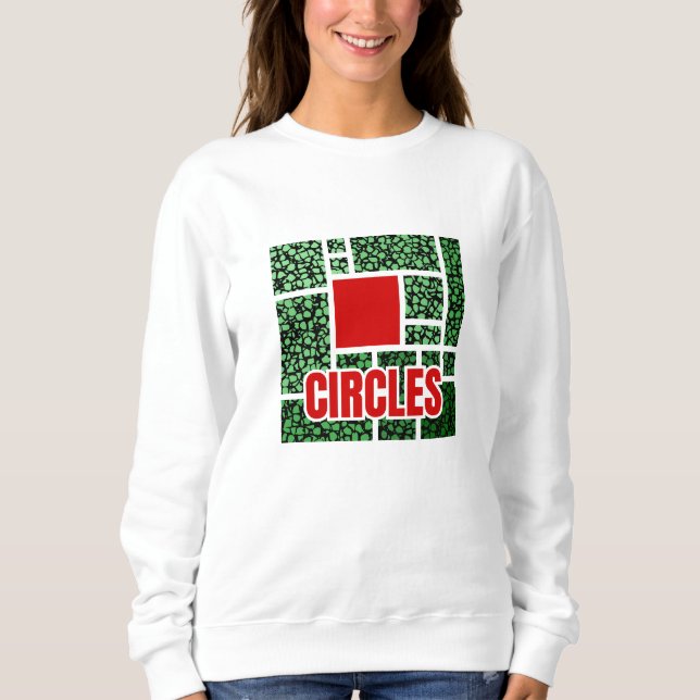 Camiseta Abstração com Manchas Verdes e Acentos Vermelhos (Frente)