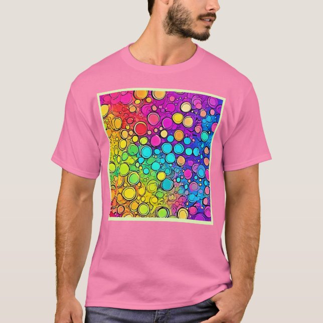 Camiseta Abstração de bolhas vívidas do arco-íris (Frente)