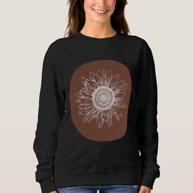 Camiseta Abstract Brown Pastel Boho Sunflower Minimalistic  (Frente)