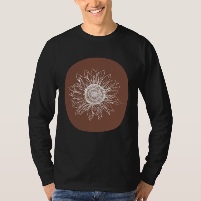 Camiseta Abstract Brown Pastel Boho Sunflower Minimalistic  (Frente)