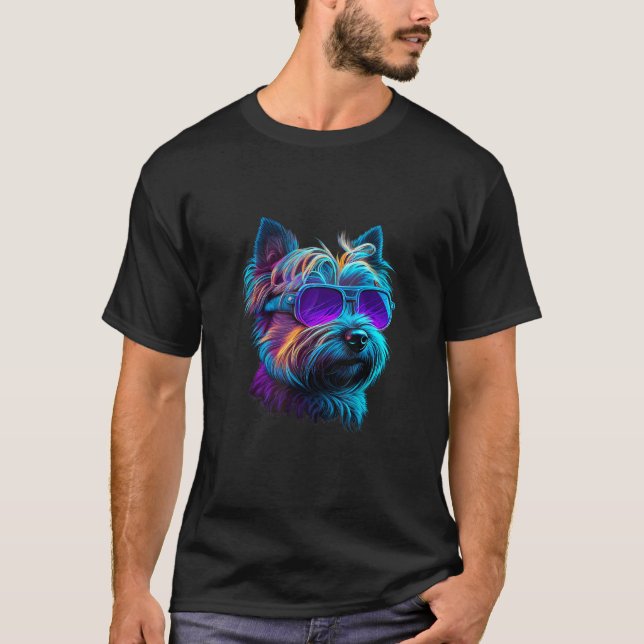 Camiseta Abstract Cairn Terrier Dog Lovers Retro Multicolor (Frente)