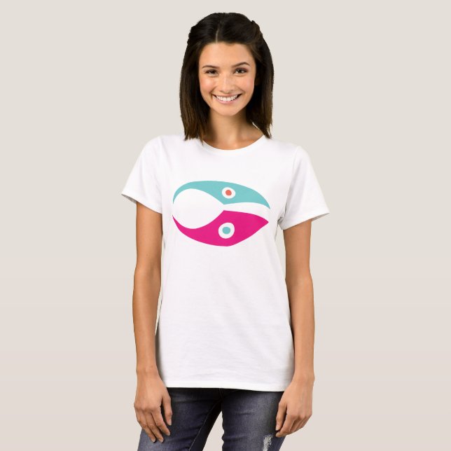 Camiseta Abstract colorful fish symbol minimal design logo (Frente Completa)