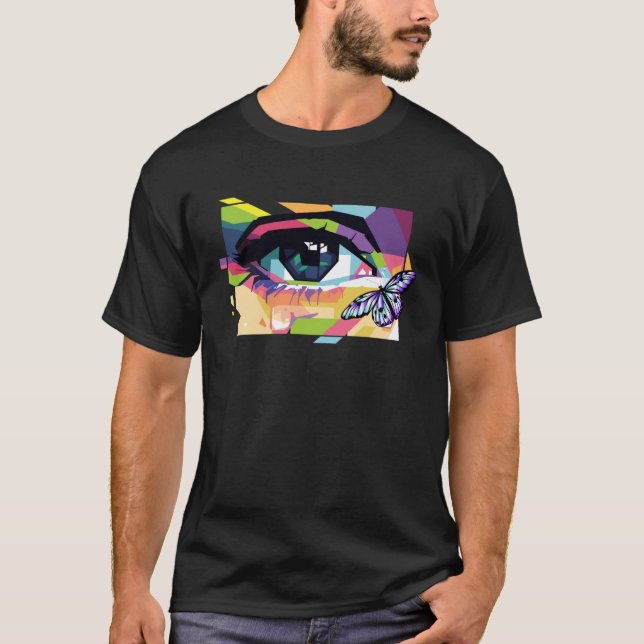 Camiseta Abstract Crying Eye Purple Butterfly Soft Girl Aes (Frente)