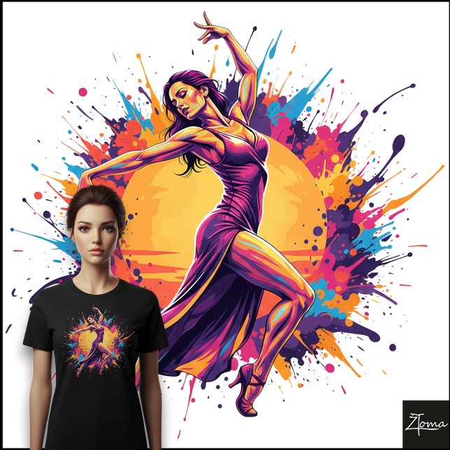 Camiseta Abstract Dancer Neon Dress Dynamic Splatter (Criador carregado)