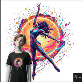 Camiseta Abstract Dancer Neon Lines Dynamic Art