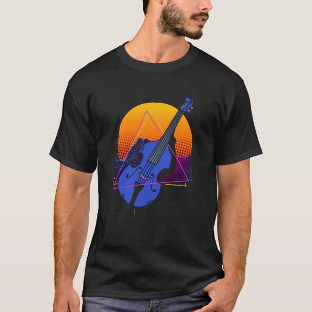Camiseta Abstract Double Bass Jazz Musician Contrabass Play (Frente)