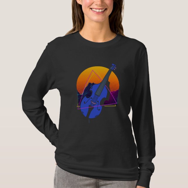 Camiseta Abstract Double Bass Jazz Musician Contrabass Play (Frente)