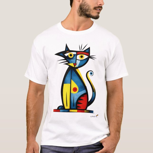 Camiseta Abstract Expressionist Cat Modern Animal Art (Frente)
