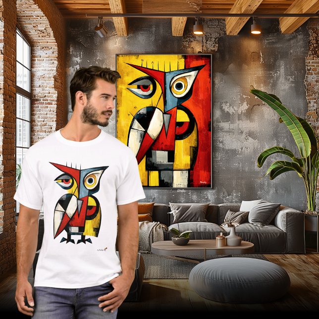 Camiseta Abstract Expressionist Owl Modern Animal Art (Criador carregado)