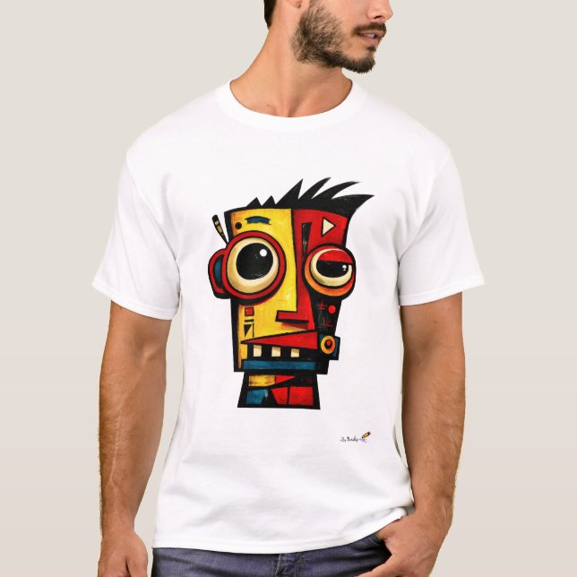 Camiseta Abstract Expressionist Robot Geometric Modern Art  (Frente)