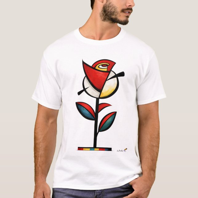 Camiseta Abstract Expressionist Rose Modern Floral Art (Frente)