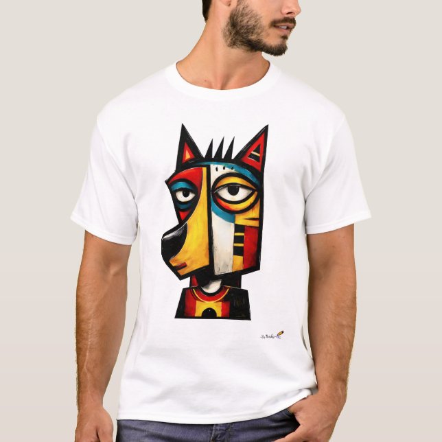 Camiseta Abstract Expressionist Wolf Geometric Modern Art (Frente)