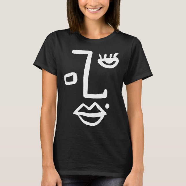 Camiseta Abstract Face One Line Women Men Kids Boys Girls T (Frente)