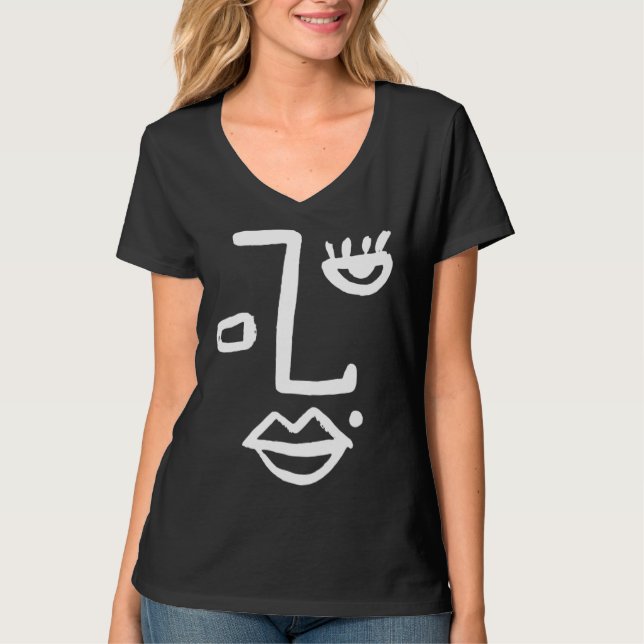 Camiseta Abstract Face One Line Women Men Kids Boys Girls T (Frente)