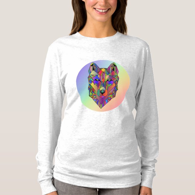 Camiseta Abstract geomatrical cubic wolf art (Frente)