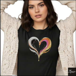 Camiseta Abstract Glossy Swirl Heart Pop Art