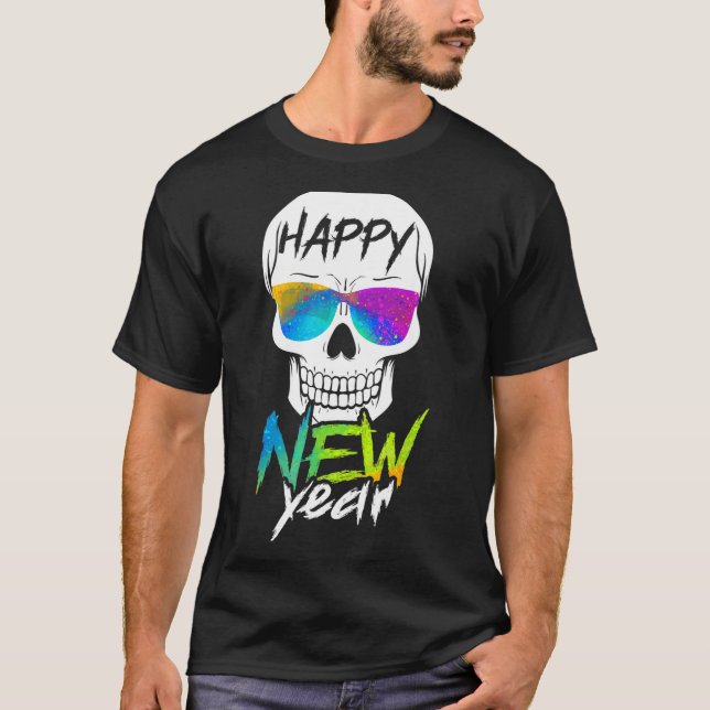 Camiseta Abstract Happy New Skull Year  (Frente)
