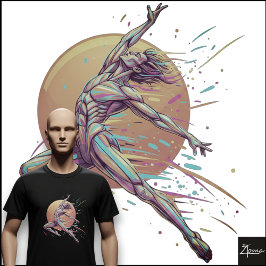 Camiseta Abstract Male Dancer Neon Leaping Figure