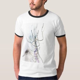 Camiseta Abstract Minimalist Calligraphy Light Trails on Wh