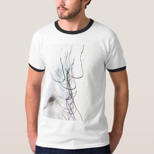Camiseta Abstract Minimalist Calligraphy Light Trails on Wh (Frente)