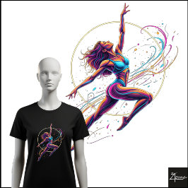 Camiseta Abstract Neon Dancer Dynamic Leap Illustration