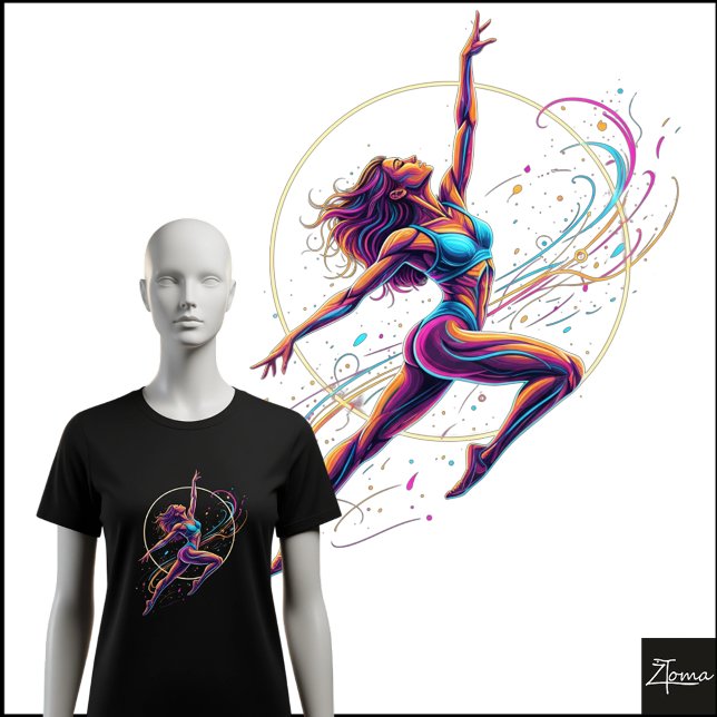 Camiseta Abstract Neon Dancer Dynamic Leap Illustration (Criador carregado)