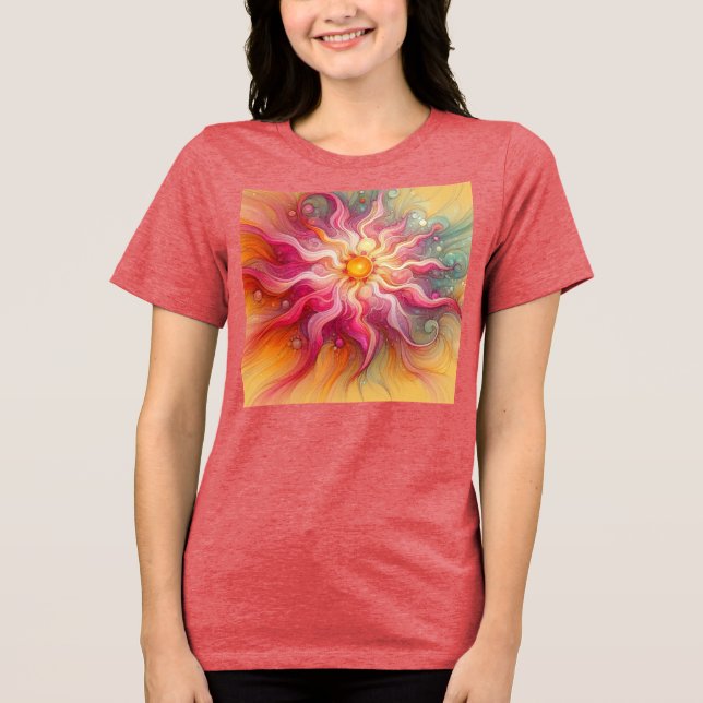 Camiseta Abstract Pink Sun Rays Landscape (Frente)