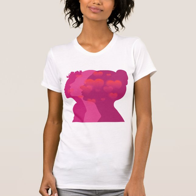 Camiseta Abstract  pink woman silouette T-chirt (Frente)
