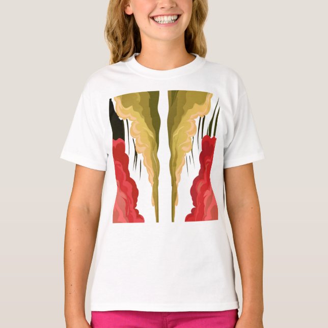 Camiseta Abstract Smoke Burst – Red & Yellow Energy Art (Frente)